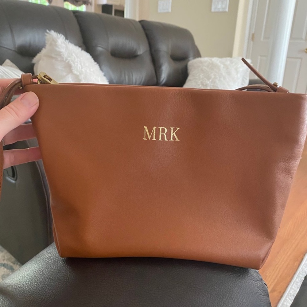 J. Crew leather crossbody monogrammed